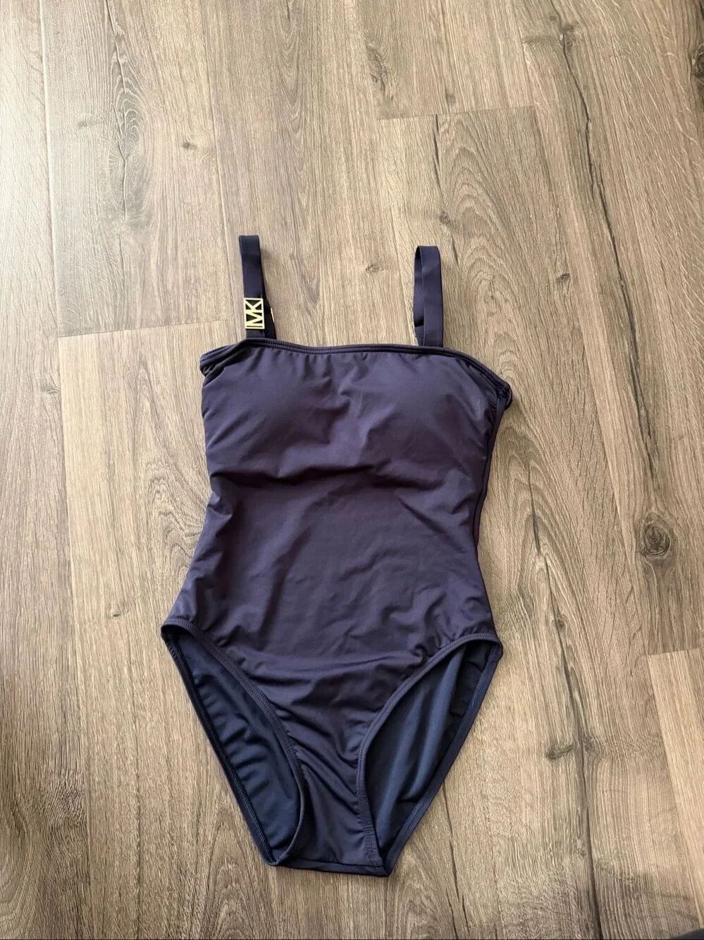 MICHAEL Kors Women’s Logo Solid Square Neck Navy One-Piece Swim size 6